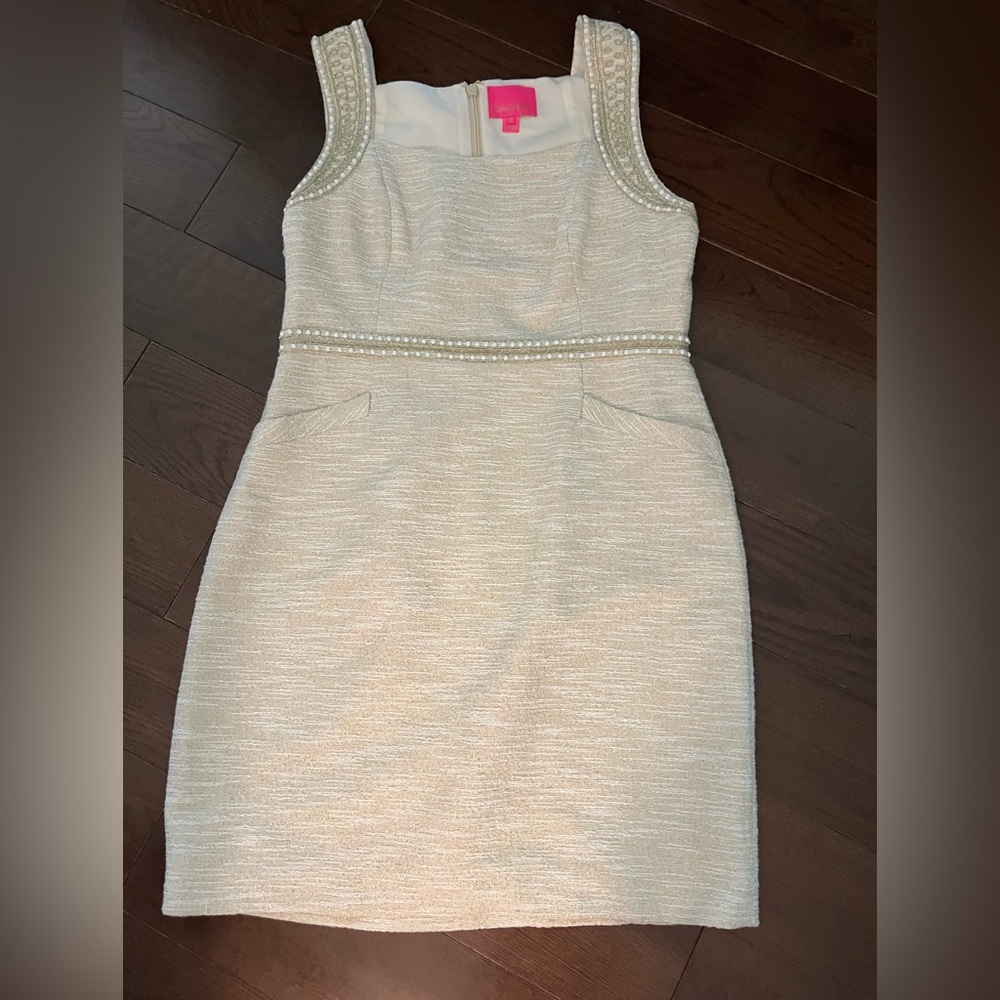 Lilly Pulitzer Dana Shift Dress with Pearl-Style Detailing